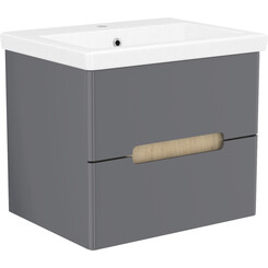 Тумба з умивальником Volle Solo 1910.306009 (60 см, антрацит матовий, підвісна, умивальник 13-16-016), Доступные размеры: 60, Цвет производителя: антрацит, фото 