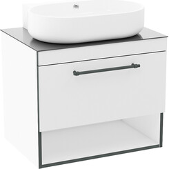 Тумба с раковиной Imprese Black Edge F32117W (71 см, белая/черная, подвесная, умывальник i32119(2)), фото 