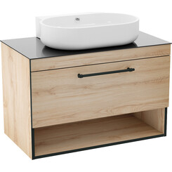 Тумба с раковиной Imprese Black Edge F32119OK (91 см, дуб/черный, подвесная, умывальник i32119(2)), фото 