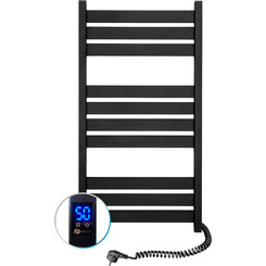 Электрический полотенцесушитель Navin Largo Sensor 12-244053-5010 (500x1000, черный муар, правый, сенсорный, с таймером), Доступные размеры: 500 x 1000, Цвет производителя: черный муар, Подключение полотенцесушителя: правое, фото 