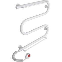 Электрический полотенцесушитель Laris Зебра Змеевик 25 ЧК3 75201037 (500x500, белый глянцевый, левый, с полкой), фото 