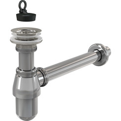 Сифон для раковины Alcaplast A437 (хром, бутылочный), фото 