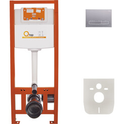 Система инсталляции для унитаза Qtap Nest ST QT0133M425M08382SAT 4 в 1 (клавиша смыва, звукоизоляционная прокладка, крепление), фото 