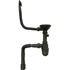 Сифон для кухонной мойки Lidz 47 01 002 01 (LIDZGRA470100201, черный, с дополнительным отводом), фото 