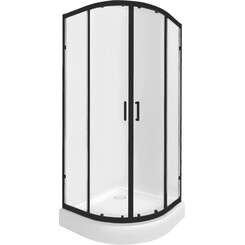 Душевая кабина Qtap Taurus BLA1099AC6 с поддоном Qtap Robin 309912C (TAUBLA1099AC6SET, 90x90 см, стекло прозрачное, профиль черный матовый), фото 