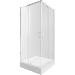 Душевая кабина Qtap Taurus CRM1099SC6 с поддоном Qtap Tern 309912C (TAUCRM1099SC6SET, 90x90 см, стекло прозрачное, профиль хром), фото 