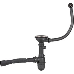 Сифон для кухонной мойки Lidz 47 01 003 01 (LIDZGRA470100301, черный, с дополнительным отводом), фото 