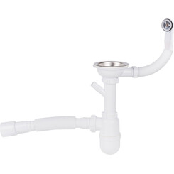 Сифон для кухонной мойки Lidz 60 08 E001 01 ECO (LK01, с дополнительным отводом), фото 