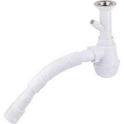 Сифон для кухонной мойки Lidz 60 05 M002 00 (LK04, с дополнительным отводом), фото 