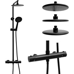 Термостатична душова система Yoka Enza 20 Black BP.ENZA20-BLK (чорна), фото 