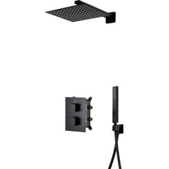 Термостатическая душевая система скрытого монтажа Corsan Adour Black Z01TBL (черная), Цвет производителя: черный, фото 