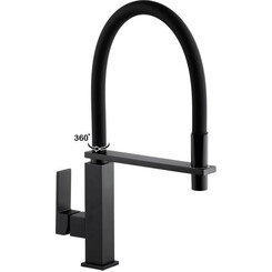 Смеситель для кухни Yoka Ferra Black BZ.FERRA-BLK (черный матовый, с гибким изливом), фото 