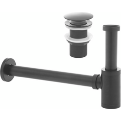 Сифон для умывальника Yoka Black Mat Click-Klak BK.SYPOP-14-BLK (черный матовый, бутылочный с донным клапаном), фото 