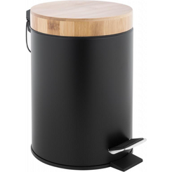 Відро для сміття Yoka Bin Black/Bamboo CH.BIN-BLK (чорне/бамбук, 3 л, з педаллю та кришкою), Колір виробника: чорний, бамбук, фото 