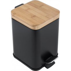 Відро для сміття Yoka Sido Black/Bamboo CH.SIDO-BLK (чорне/бамбук, 3 л, з педаллю та кришкою), фото 