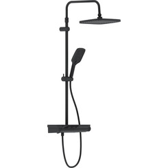 Душевая система с термостатом Damixa Gala 953760300 (черная матовая, с полкой и изливом), фото 
