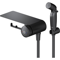 Гигиенический душ со смесителем Am.Pm X-Joy TouchReel F0H85A822 (черный матовый, с полкой и бумагодержателем), Цвет производителя: черный матовый, фото 