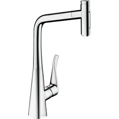 Змішувач для кухні Hansgrohe Metris Select M71 pull-out spray sBox Chrome 73816000 (з висувною лійкою), фото 