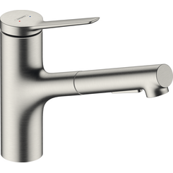 Змішувач для кухні Hansgrohe Zesis M33 150 sBox lite Stainless Steel Finish 74803800 (нержавіюча сталь, з висувною лійкою), фото 