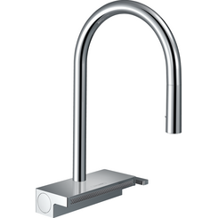 Змішувач для кухні Hansgrohe Aquno Select M81 pull-out spray Chrome 73837000 (з висувною лійкою та додатковим каскадним виливом), фото 