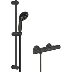 Смеситель для душа с термостатом Grohe QuickFix Precision Start Black UA303908T1 (черный матовый, с душевым гарнитуром), фото 