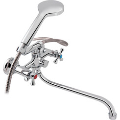 Смеситель для ванны Lidz 75 21 140S (LDLAM1401CRM22017, с лейкой и шлангом), фото 