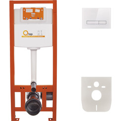 Набор инсталляции 4 в 1 Qtap Nest ST QT0133M425V1105GW: инсталляция QT0133M425 + клавиша смыва QT0111V1105GW + прокладка + крепление к стене, фото 