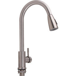 Смеситель для кухни Lidz Aria 015FL-8 (LDARI015FLNKS34945, никель, с выдвижной лейкой), фото 