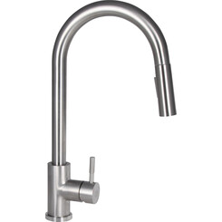 Смеситель для кухни Lidz Aria 04U-SFS (LDARI015FL2NKS43397, никель, с выдвижной лейкой), фото 