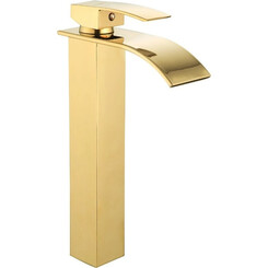 Смеситель для умывальника Mexen Aries Gold MEX-744810-50 (золотой, высокий, с каскадным изливом), Цвет производителя: золото, фото 