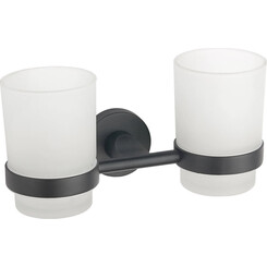 Стакан для зубных щеток Mexen Tiber Black MEX-7050552-70 (черный, настенный, двойной), Цвет производителя: черный, фото 