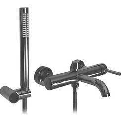 Змішувач для ванни Rea Lungo Black Glossy REA-B4422 (чорний глянсовий, з лійкою та шлангом), Колір виробника: чорний глянець, фото 