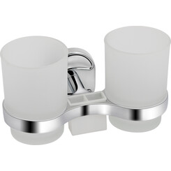 Стакан для зубных щеток Lidz Oreo 0402 (LDORE0402CRM22164, хром/стекло матовое, настенный, двойной), фото 