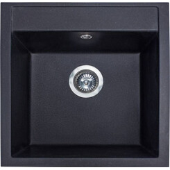 Мийка для кухні Miraggio Bodrum 510 Black Shine 0002245 (50x49, чорна, із сифоном), Доступні розміри: 51 x 50, Колір виробника: чорний, фото 