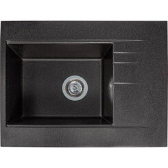 Мийка для кухні Miraggio Bodrum 650 Black Shine 0002300 (64x50, чорна, із сифоном), Доступні розміри: 65 x 50, Колір виробника: чорний, фото 