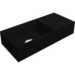 Раковина Miraggio Copper 500 Mirastone Black Shine 0002594 (50x22 см, чорна, з крилом), Доступні розміри: 50 x 22, Технологія виробництва: Mirastone, Колір виробника: чорний, фото 