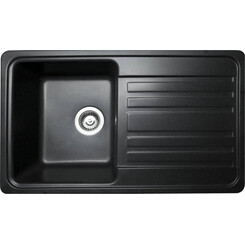Мийка для кухні Miraggio Versal Black Shine 0002349 (75x46 см, чорна, із сифоном), Колір виробника: чорний, фото 