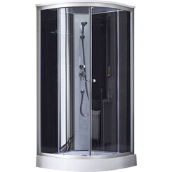 Душевой гидробокс с поддоном Lidz Tani SB90x90.SAT.LOW.GR (LTSB9090SATLOWGR, 90x90 см, стекло тонированное, профиль сатин), фото 