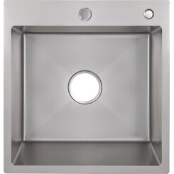 Мойка для кухни Lidz Handmade H5050G Brush Grey (LDH5050GPVD43620, 50x50 см, брашированная, 3.0/0.8 мм, с сифоном), фото 