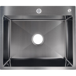 Мойка для кухни Lidz Handmade H6050B Brush Black (LDH6050BPVD43621, 60x50 см, черная, брашированная, 3.0/0.8 мм, с сифоном), фото 