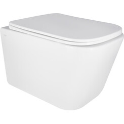 Безободковый подвесной унитаз Qtap Crow Ultra Quiet QT05335171W (воронкообразный, с сиденьем), фото 