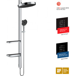 Душевая система Hansgrohe Rainfinity Showerpipe 360 Chrome 26842000 (без смесителя, с двумя полочками), Цвет производителя: хром, фото 