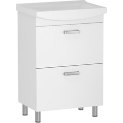 Тумба RJ Fortuna-L с умывальником Cersanit Cersania RJFU016-0150WHSET (RJFU016-0150WH + K11-0163, 50 см, белая глянцевая, напольная), Доступные размеры: 50, Цвет производителя: белый глянец, фото 