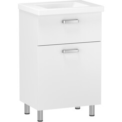 Тумба RJ Flora-B с умывальником Cersanit Moduo RJFU039-0160WHSET (RJFU039-0160WH+K116-011, 60 см, белая глянцевая, напольная), Доступные размеры: 60, Цвет производителя: белый глянец, фото 