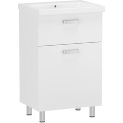 Тумба RJ Flora-L с умывальником Cersanit Moduo RJFU042-0160WHSET (RJFU042-0160WH + K116-011, 60 см, белая глянцевая, напольная), Доступные размеры: 60, Цвет производителя: белый глянец, фото 