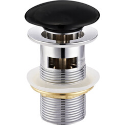 Донный клапан Volle Black Matt/Chrome 9000.104404 (черный матовый/хром, c переливом), Цвет производителя: черный матовый, хром, фото 