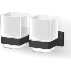 Стакан для зубных щеток Imprese Bilovec Black 122255B (черный, настенный, двойной), Цвет производителя: черный, фото 