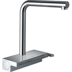Смеситель для кухни Hansgrohe Aquno Select M81 73830000 (с выдвижной лейкой и водопадом), Цвет производителя: хром, фото 