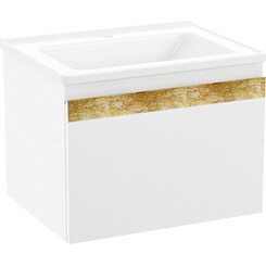 Тумба с умывальником Volle Classic Neo 1943.326007 (60 см, белая глянцевая/дерево, подвесная), фото 