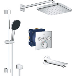 Душевая система с термостатом Grohe QuickFix Grohtherm SmartControl & Vitalio Comfort 250 Cube UA202801C3 (скрытого монтажа, с изливом), фото 